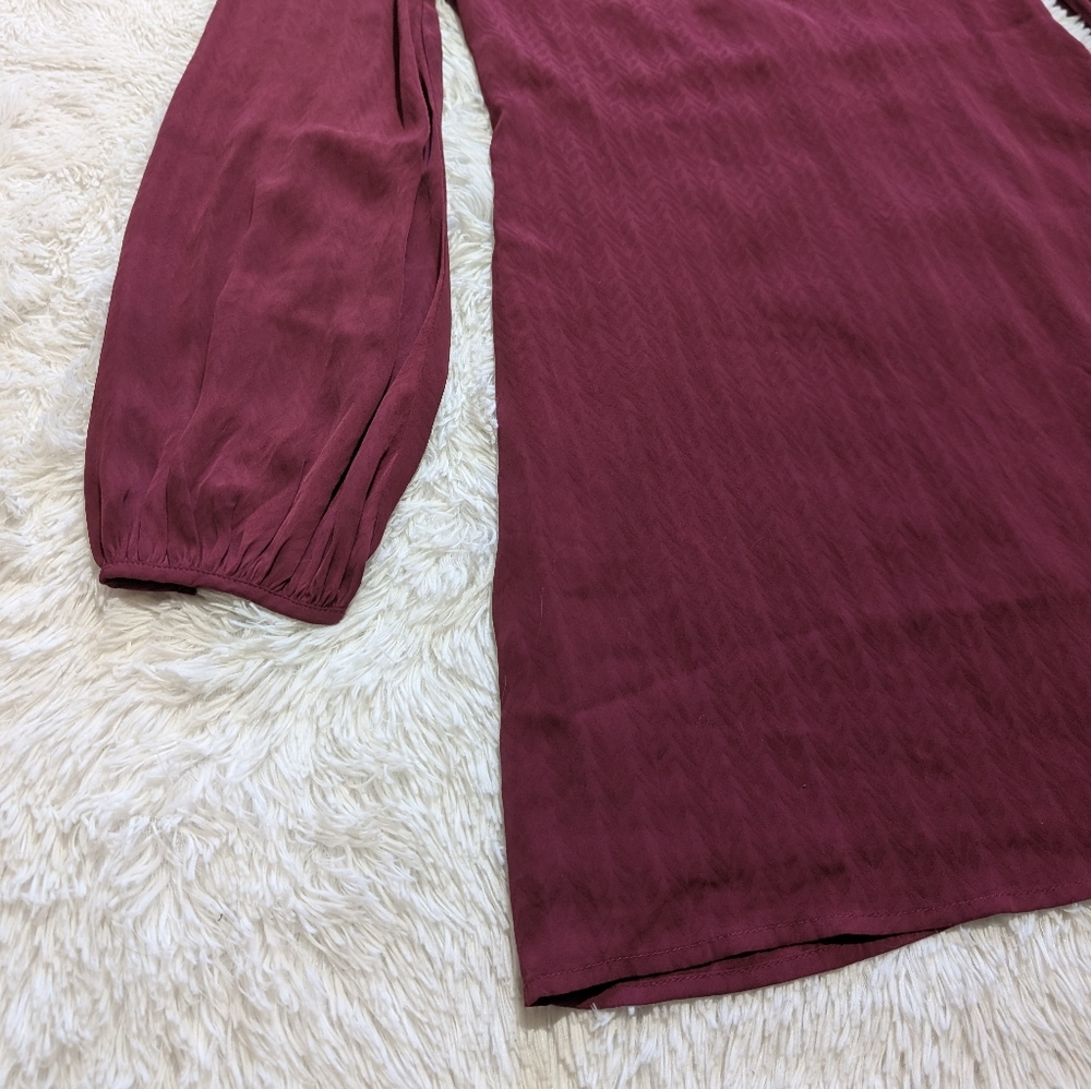 NWT Dance & Marvel Maroon Plunge Neck Vampire Goth Balloon Sleeve Dress Small - Picture 3 of 12